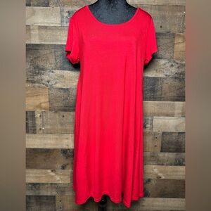Style & Co. Women's Red Short Sleeve Flowy Knit Tee Shirt Dress Medium M AB 644